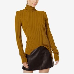 Boyarovskaya Knitted Long Sleeve Spiral Top Mock Neck Luxury High End